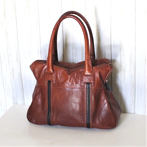 Halogen Cognac Leather Satchel Bag - Picture 7 of 10